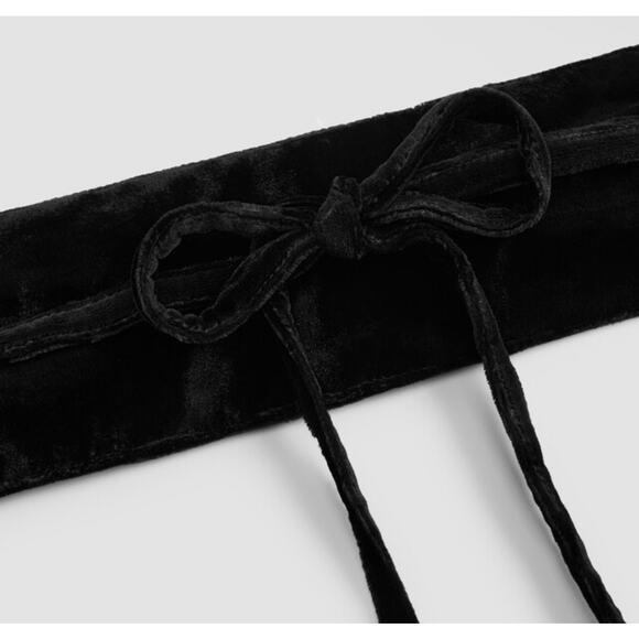 Eileen Fisher Velvet Wrap Belt Navy Blue Silk Blend Tie Waist Sash NWT SzM $78 main image 13